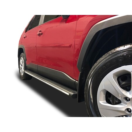 Broadfeet Motorsports Equipment SBTO-765-R66-REDLGT 6 in. R66 Series Running Boards with Integrated LED Light for 2019-2021 Toyota RAV4 - Red